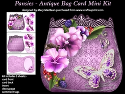 Pansies - Antique Bag Card MIni Kit