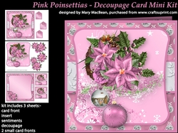 Pink Poinsettias - Decoupage Card Mini Kit