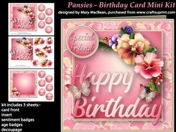 Pansies - Birthday Card Mini Kit