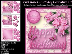Pink Roses - Birthday Card Mini Kit