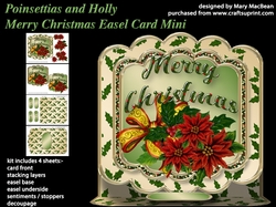 Poinsettias and Holly - Merry Christmas Easel Card Mini Kit