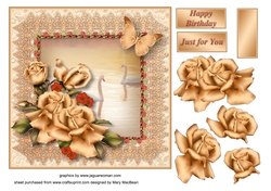Swans on Golden Pond Decoupage Card Front