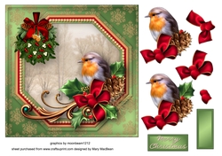 Robin and Holly - Octagon Frame Card Front