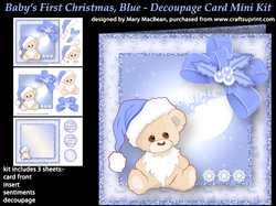Babys First Christmas, Blue - Decoupage Card Mini Kit