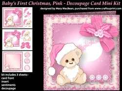 Babys First Christmas, Pink - Decoupage Card Mini Kit