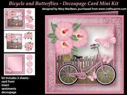 Bicycle and Butterflies - Decoupage Card Mini Kit