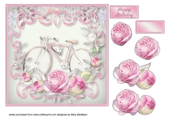 Vintage Bicycle Decoupage Card Front