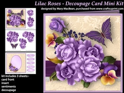 Lilac Roses - Decoupage Card Mini Kit