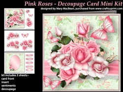 Pink Roses - Decoupage Card Mini Kit