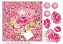 A Special Bouquet Decoupage Card Front