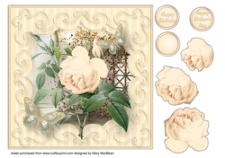 Cream Rose Decoupage Card Front
