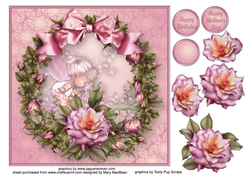 Fairy in the Roses Decoupage Card Front
