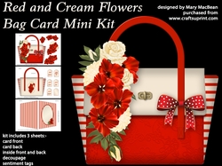 Red and Cream Flowers - Bag Card Mini Kit