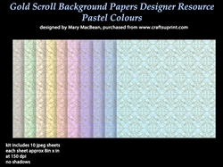 Gold Scroll Background Papers Designer Resource - Pastel Colours