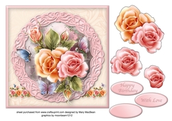 Roses and Butterflies - Decoupage Card Front