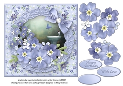 Birdbath Decoupage Card Front