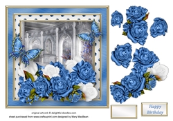 Blue Roses Decoupage Card Front
