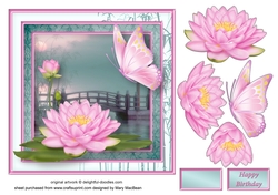 Oriental Pond Decoupage Card Front