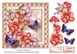 Flowers and Butterflies Decoupage Card Front