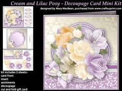 Cream and Lilac Posy - Decoupage Card Mini Kit