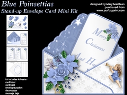 Blue Poinsettias - Stand-up Envelope Card Mini Kit