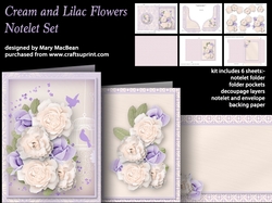 Cream and Lilac Flowers - Notelet Set