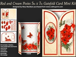 Red and Cream Posies - 5in x7in Gatefold Card Mini Kit