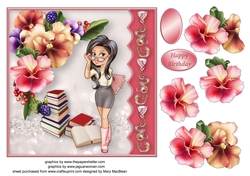 Choosing Books - Decoupage Card Front