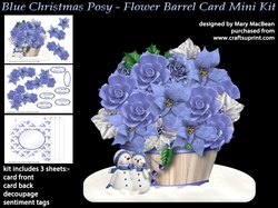 Blue Christmas Posy - Flower Barrel Card Mini Kit