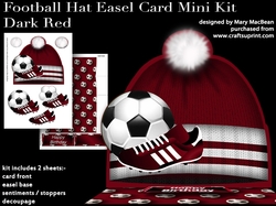 Football Hat Easel Card Mini Kit - Dark Red