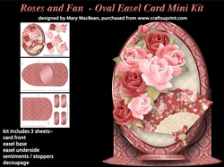 Roses and Fan - Oval Easel Card Mini Kit