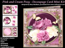 Pink and Cream Posy - Decoupage Card Mini Kit