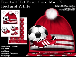 Football Hat Easel Card Mini Kit - Red and White