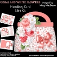 Coral and White Flowers - Handbag Card Mini Kit