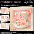 Peach Roses Teacup - Decoupage Card Mini Kit
