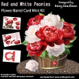 Red and White Peonies - Flower Barrel Card Mini Kit