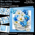 Blue and White Poppies Flower Barrel - Decoupage Card Mini Kit