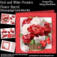 Red and White Peonies Flower Barrel - Decoupage Card Mini Kit