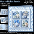 Blue and White Peonies - Square Layers Card Mini Kit