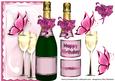 Wine Bottle Over the Edge Card - Pink
