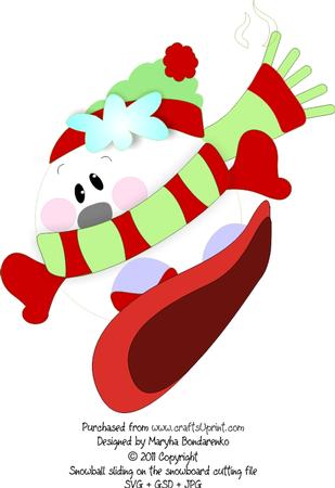 Snowball Is Sliding On The Snowboard Cutting File
