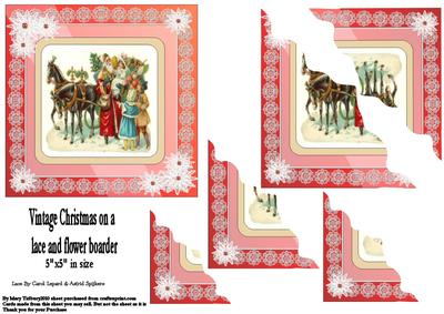 Vintage Christmas on a Lace and Flower Boarder
