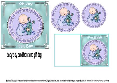 Baby Boy Card Front and Gift Tag