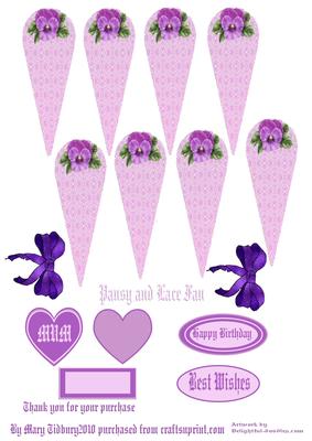 Pansy's and Lace Fan