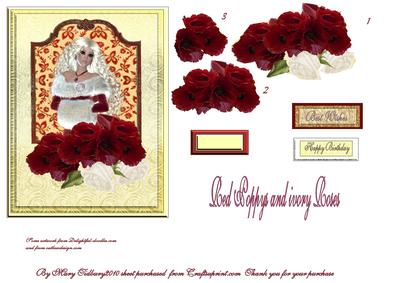 Red Poppys and Ivory Roses