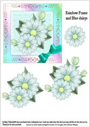 Rainbow Frame and Blue Daisys Decouparge