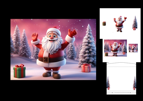 Merry Christmas Santa 7 x 7 inch card making kit with envelope