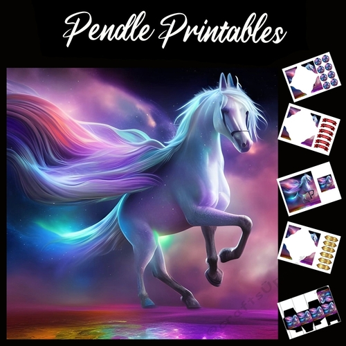 The Rainbow Horse 7x7 Card Kit. Matching Box, Gift Bauble,Tag