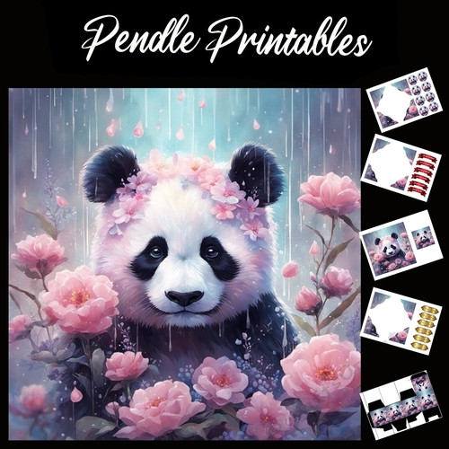 The Pretty In Pink Panda 7x7 Card Kit. Matching Box, Gift Bauble, Tag.