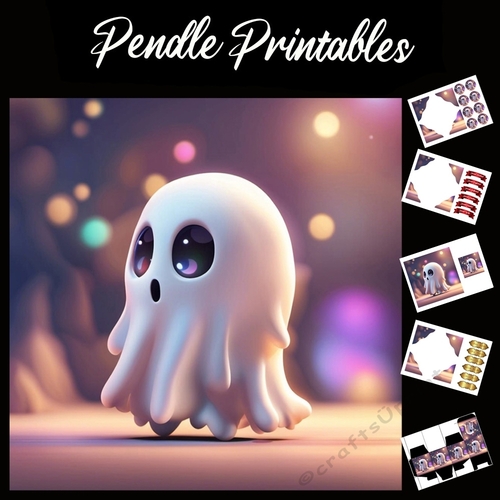 The Wow Boo Ghost 7x7 card kit. Matching Box, Gift Bauble, Tag.